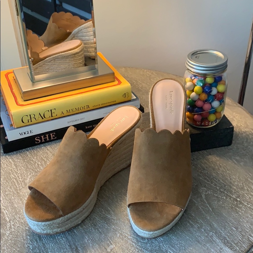 Kate Spade Suede Tabby Wedge Sandals - NWT